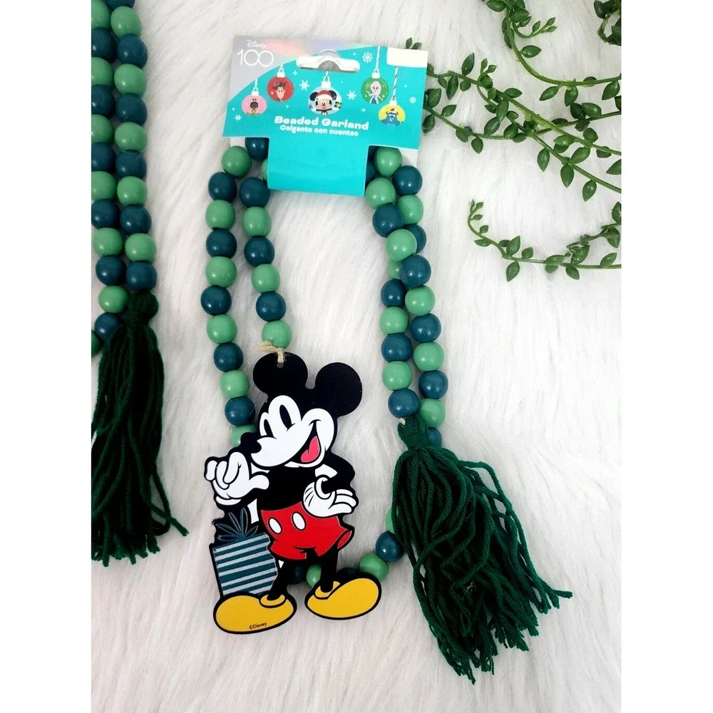 Mickey‎ Mouse Wood Beaded Christmas Garland Decor With Tassel 44.5
